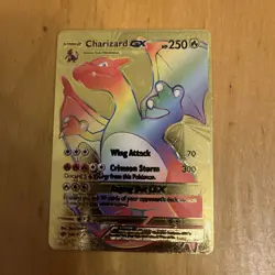 Charizard GX Rainbow Gold Foil Card Collectible Gift/Display - Image 1