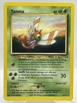 Yanma 36/64 Neo Revelation Unlimited Non Holo Rare Vintage Pokemon TCG Card - Image 1