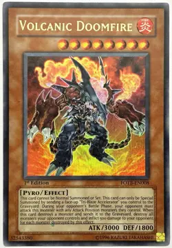 FOTB-EN008 Volcanic Doomfire - Ultra Rare 1st Edition Lightly Played YuGiOh Card - Image 1