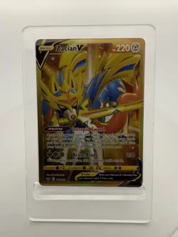 Pokemon Zacian v Sword & Shield Base Set Gold Holo Card 211/202 Secret Rare - Image 1