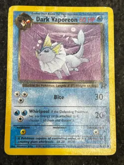 Dark Vaporeon 45/82 - Team Rocket Vintage Pokemon Card MP - Image 1
