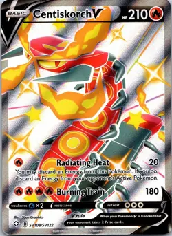 Centiskorch V SV108/SV122 Shining Fates Shiny Holo Rare Pokemon TCG Card NM - Image 1