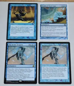 MTG 4x Rare Blue Enchantment Wrath of Marit Lage & Day Of The Dragons - Image 1