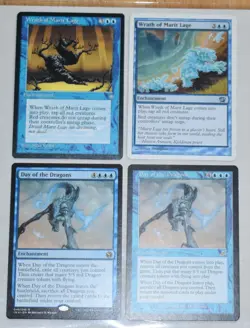 MTG 4x Rare Blue Enchantment Wrath of Marit Lage & Day Of The Dragons - Image 2