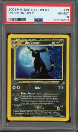 Pokemon TCG Neo Discovery #13/75 Umbreon (13) Holo Rare PSA 8 - Image 1