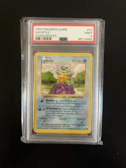 1999 POKEMON GAME BASE SET 63 SQUIRTLE SHADOWLESS PSA 9 MINT - Image 1