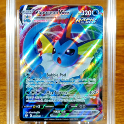 Pokemon SWSH Evolving Skies Vaporeon VMAX 030/203 AGS Gem-MT 10 Holo Rare 2021 - Image 2