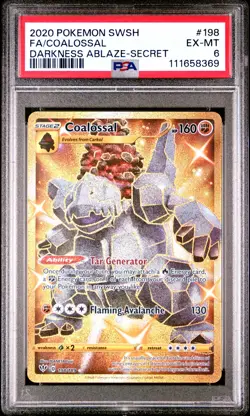 2020 POKEMON SWORD & SHIELD DARKNESS ABLAZE SECRET #198 FULL ART/COALOSSAL PSA 6 - Image 1
