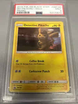 Pokemon 2019 Detective Pikachu SM194 Black Star Promo Holo Card PSA 9 - Image 1