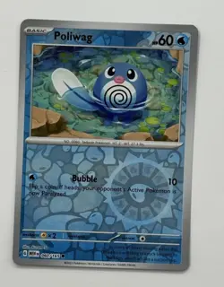 Poliwag Reverse Holo 060/165 Scarlet & Violet 151 NM Card Pokemon TCG Water - Image 1