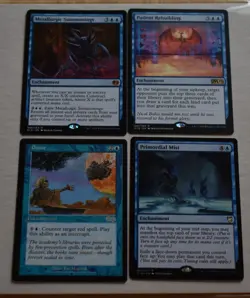 MTG 4x Rare Blue Enchantment Metallurgic Summonings Patient Rebuilding Douse - Image 2
