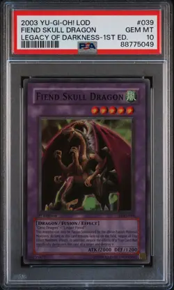 PSA 10 YUGIOH Fiend Skull Dragon 1st Ed - Image 1