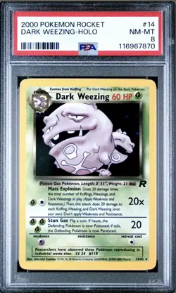 Pokemon TCG Dark Weezing 14/82 Team Rocket Holo Graded PSA 8 - Image 1
