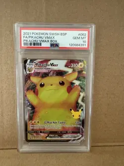 POKEMON 2021 Celebrations Promo VMax PIKACHU VMAX Full Art #SWSH062 PSA 10 - Image 1