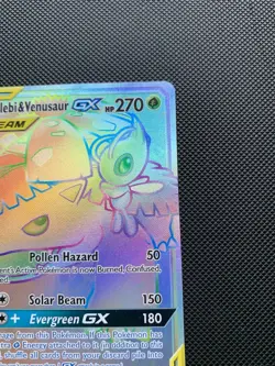 Pokemon SM Team Up Celebi & Venusaur GX 182/181 Secret Rainbow Rare Holo LP 2019 - Image 4