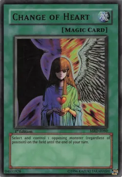 Yugioh Change of Heart MRD-E060 Ultra Rare 1st Edition MP - Image 1