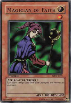 Yugioh Magician of Faith MRD-E036 Rare 1st Edition MP - Image 1