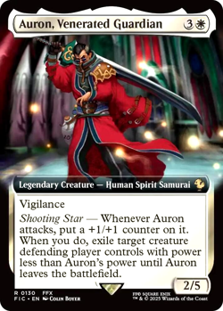 MTG Auron, Venerated Guardian 130 Rare Foil Extended Art Final Fantasy Commander - Image 1