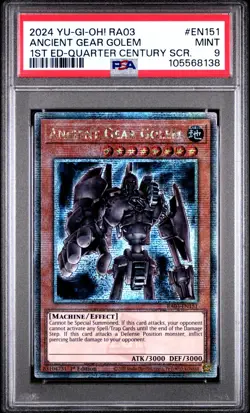 PSA 9 ANCIENT GEAR GOLEM RA03-EN151 QUARTER CENTURY RARE YUGIOH - Image 1