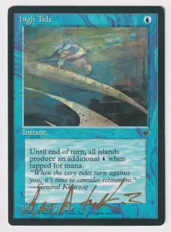 Gold Signed High Tide MP Fallen Empires Artist Drew Tucker 1994 WOTC MTG Magic! - Image 1