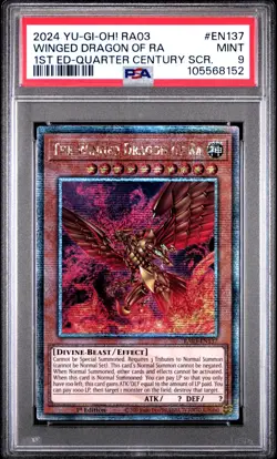 PSA 9 THE WINGED DRAGON OF RA RA03-EN137 QUARTER CENTURY RARE YUGIOH - Image 1