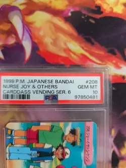 Pokemon Card carddass vending anime Japanese Nurse Joy #208 Lapras Ash PSA 10 - Image 4