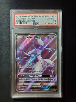 2017 Pokemon Shining Legends - Mewtwo GX Full Art/Holo 72/73 PSA 10 Gem Mint - Image 1