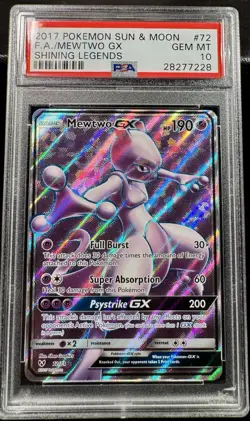 2017 Pokemon Shining Legends - Mewtwo GX Full Art/Holo 72/73 PSA 10 Gem Mint - Image 1