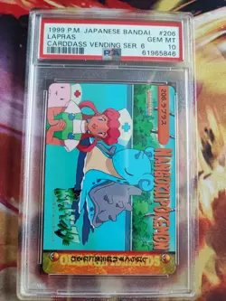 Pokemon Card Japanese 206 Carddass Vending Lapras Joy Chansey TV PSA 10 - Image 2