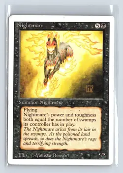 REVISED - Nightmare - MP-HP MTG Magic the Gathering Card in Magnetic Holder - Image 1