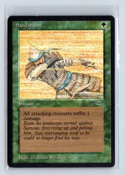 ARABIAN NIGHTS - Sandstorm - MP-HP MTG Magic the Gathering Card in Holder - Image 1
