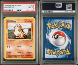 PSA 8 - Growlithe 28/102 Base Set Uncommon Pokemon Card 1999 Unlimited - Image 3