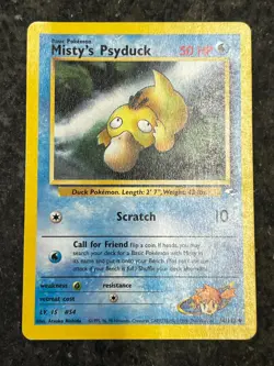 Misty's Psyduck 54/132 - Gym Heroes Vintage Pokemon Card LP - Image 1