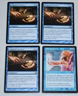MTG 4x Rare Blue Enchantment Conjured Currency & Precognition - Image 1