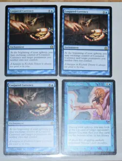 MTG 4x Rare Blue Enchantment Conjured Currency & Precognition - Image 2