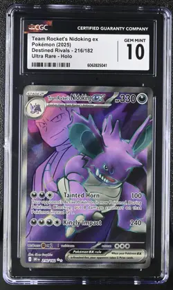 2025 Pokemon Destined Rivals Team Rocket's Nidoking ex #216 (CGC 10) - Image 1