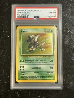 1999 Pokemon Jungle NO SYMBOL #9 Pinsir Holo PSA 8 NM-MT - Image 1
