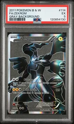 2011 POKEMON B&W GRAY BACKGROUND #114 FULL ART/ZEKROM PSA 5 - Image 1
