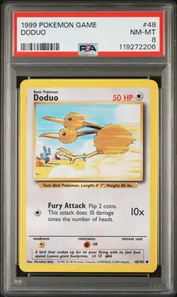 PSA 8 - Doduo 48/102 Base Set 1999 Unlimited Pokemon TCG - Image 1