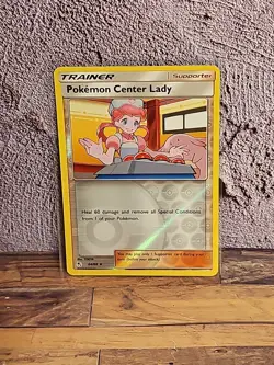 Pokemon Center Lady 64/68 Hidden Fates Reverse Holo card - Image 1
