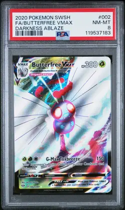 2020 POKEMON SWORD & SHIELD DARKNESS ABLAZE #002 FULL ART/BUTTERFREE VMAX PSA 8 - Image 1
