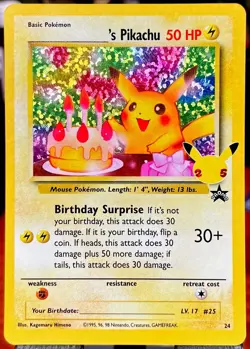 MINT 🔥 Birthday Pikachu 24 Black Star Promo Celebrations Pokemon - Image 1