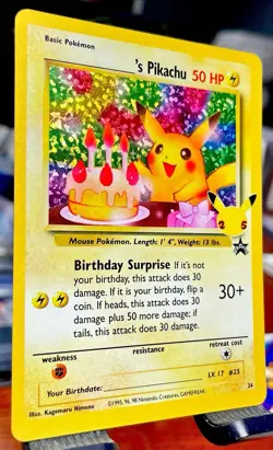 MINT 🔥 Birthday Pikachu 24 Black Star Promo Celebrations Pokemon - Image 2