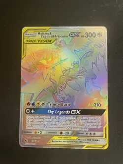 Rainbow Moltres Zapdos Articuno GX Secret Rare Pokemon 69/68 Tag Team Holo NM-M - Image 1