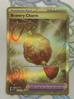 Bravery Charm SCR EN 175/142 Ultra Rare Stellar Crown Pokemon TCG Near Mint - Image 1