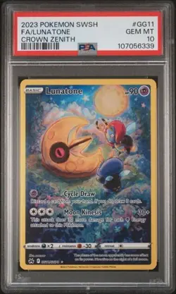 PSA 10 Gem Mint Lunatone GG11/GG70 2023 Pokemon English Crown Zenith - Image 1