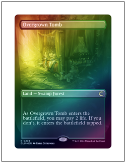 1x Overgrown Tomb, Ravnica Clue Edition, Foil Borderless Art, MTG NM - Image 1