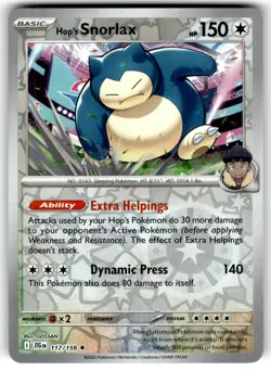 Pokemon SV09 Journey Together Card Hop's Snorlax 117/159 Reverse Holo - Image 1