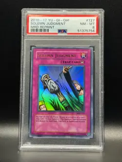 PSA 8 NM-MT Solemn Judgment 127 2010-17 MRD Reprint Holo Yugioh Card - Image 1