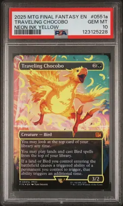 2025 MTG MAGIC FINAL FANTASY NEON INK YELLOW #0551A TRAVELLING CHOCOBO PSA 10 - Image 1